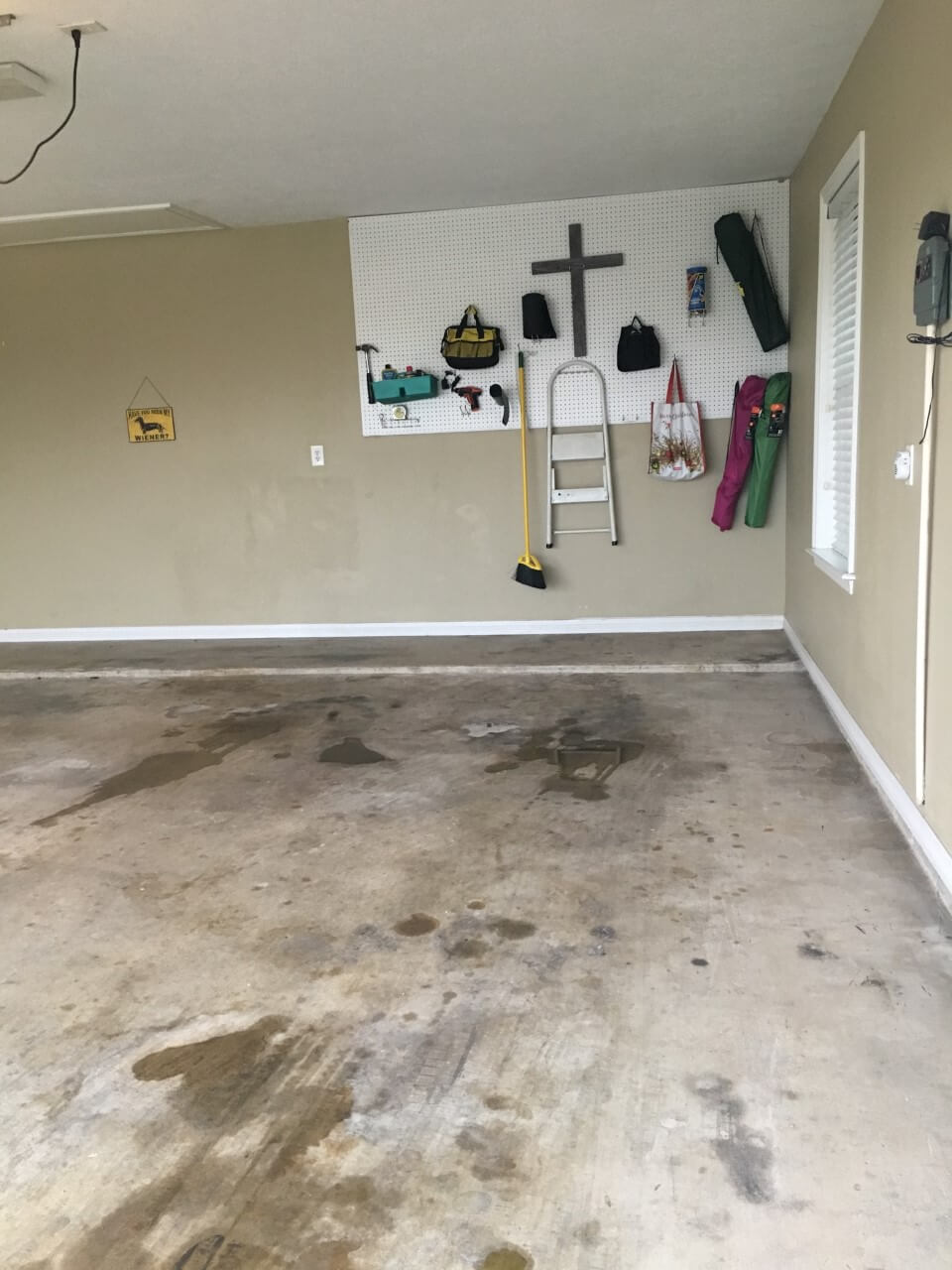 Garage floor before coating