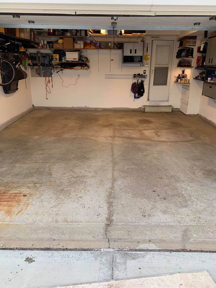 Garage floor before coating