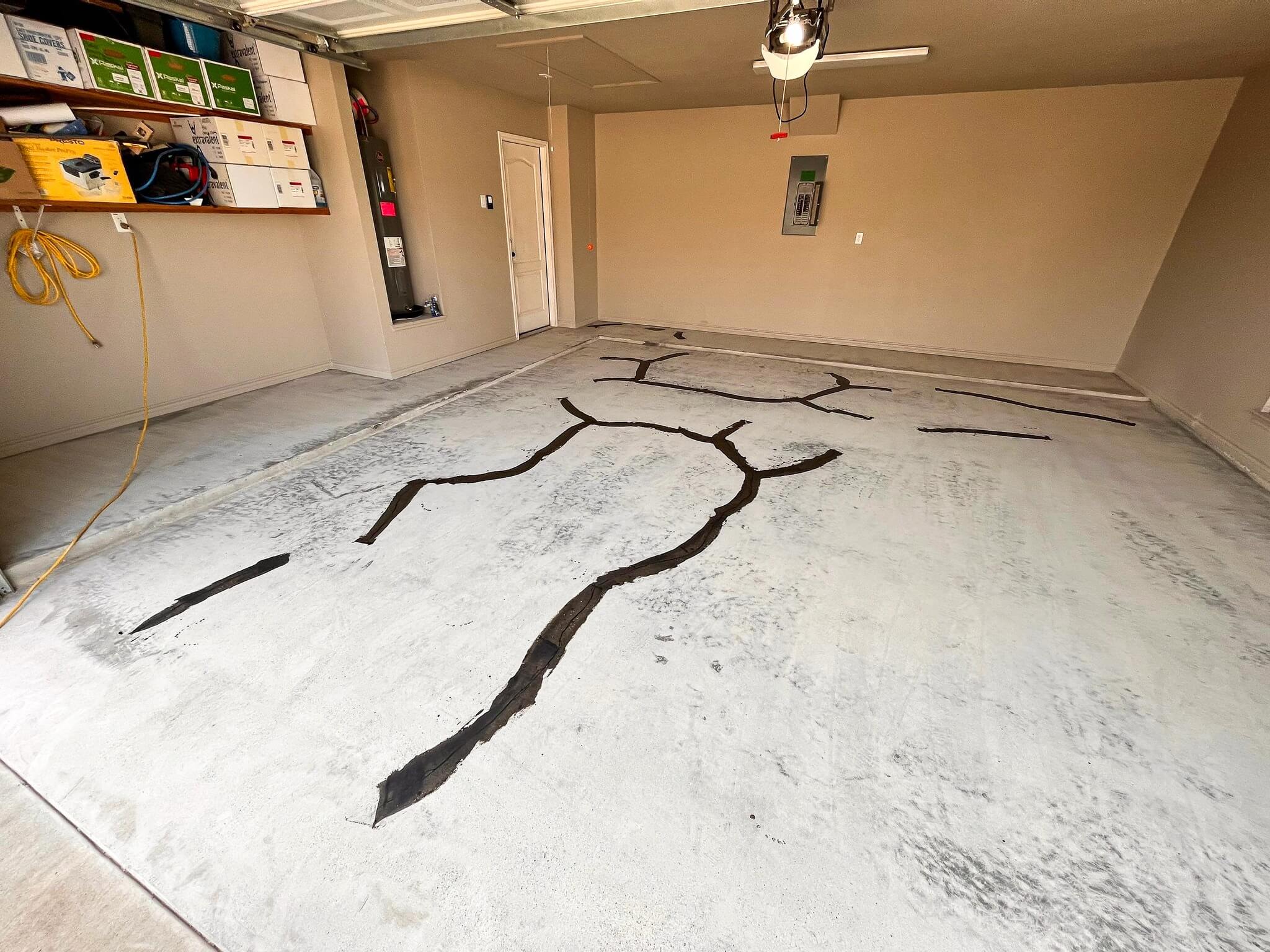Garage floor before coating